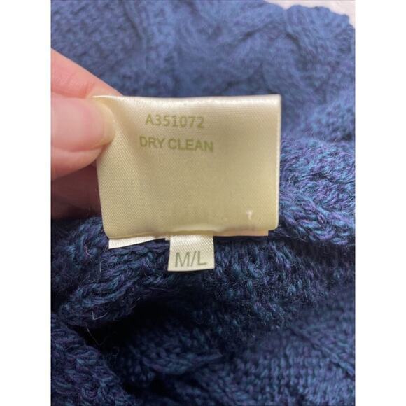 Kilronan Knitwear Poncho Sweater Womens M/L Navy Merino Wool Fisherman Ireland‎ - Picture 4 of 6